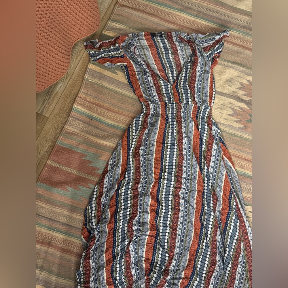 Striped Multicolor V-Neck Dress